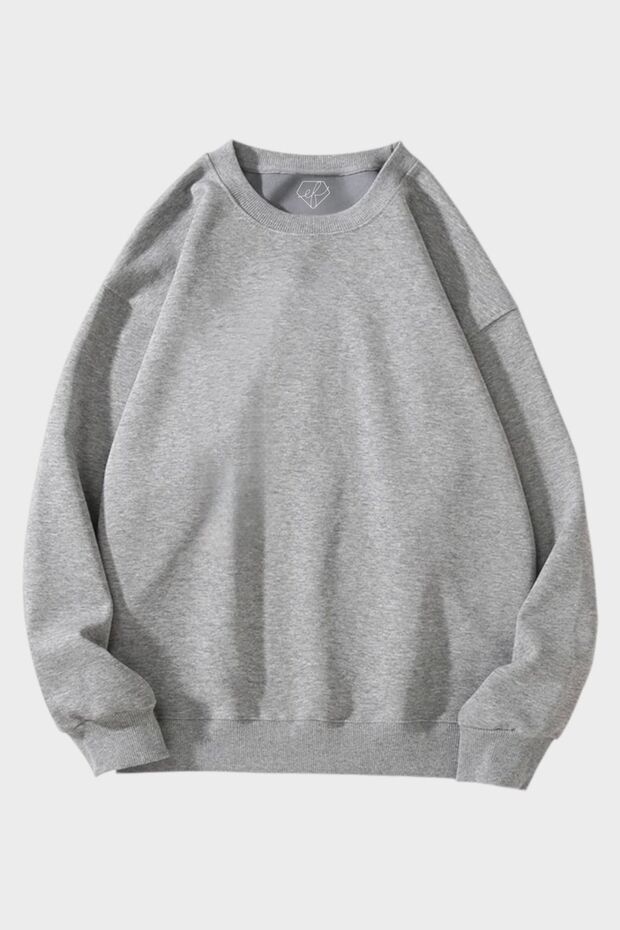 3 Thread Gray Raised Basic Sweatshirt - 1