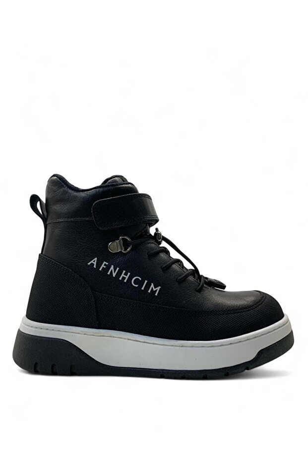 6088 Orthopedic 100% Genuine Leather Unisex Kids Black Boots