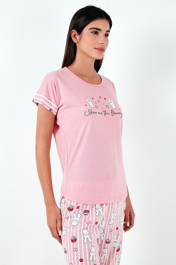 Regular Fit Bisiklet Yaka Kısa Kollu Pijama Takım  PİJAMA TAKIMI 6097310 - 5