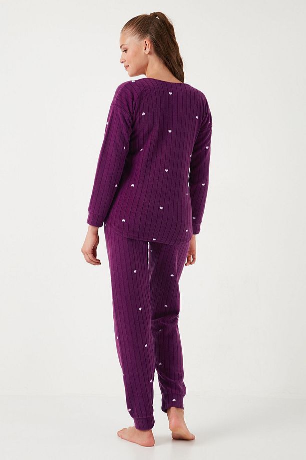 Standart Fit Bisiklet Yaka Pijama Takımı  PİJAMA TAKIMI 6093735 - 8