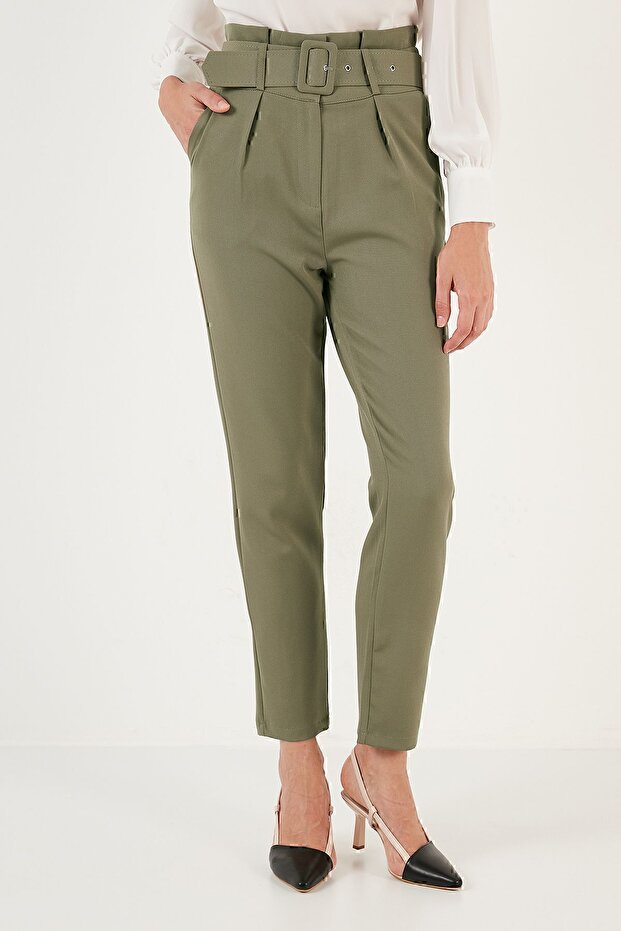 Yüksek Bel Cepli Kemerli Regular Fit Kumaş Pantolon PANTOLON 611PL04 - 2
