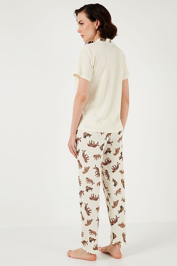 Regular Fit Gömlek Yaka Kısa Kollu Pijama Takımı Pijama Takımı 65740102 - 7