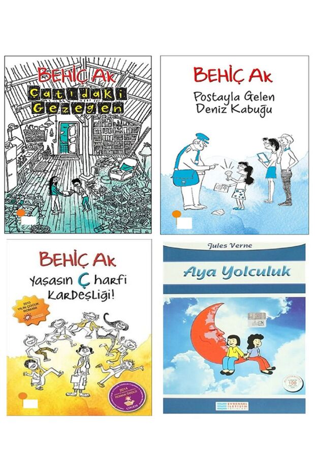 Çatıdaki Gezegen Postayla Gelen Deniz Kabuğu Yaşasın Ç Harfi Kardeşliği Aya Yolculuk (4 Book Sets)