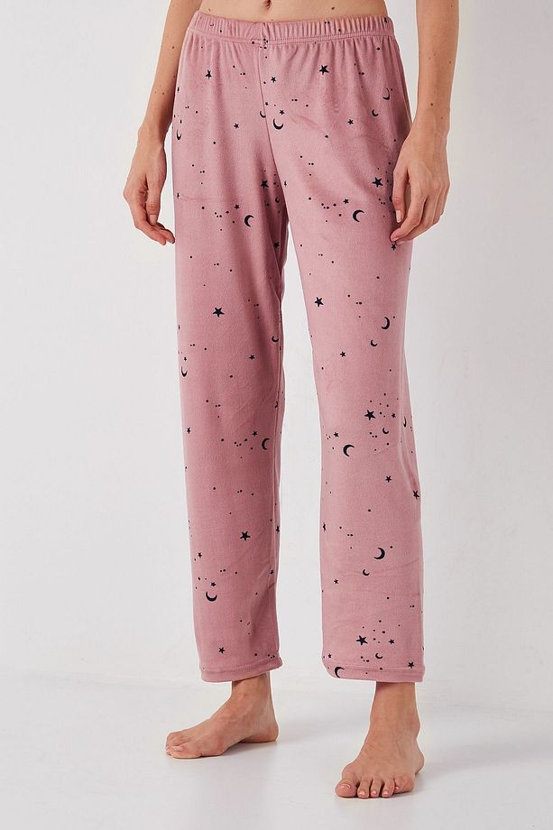 Regular Fit Desenli Parlak Kadife Pijama Takımı  PİJAMA TAKIMI 65713311 - 7