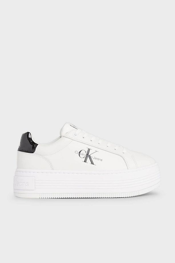 Logolu Platform Topuk Deri Sneaker Ayakkabı YW0YW0143101W  AYAKKABI YW0YW01431 01W - 1