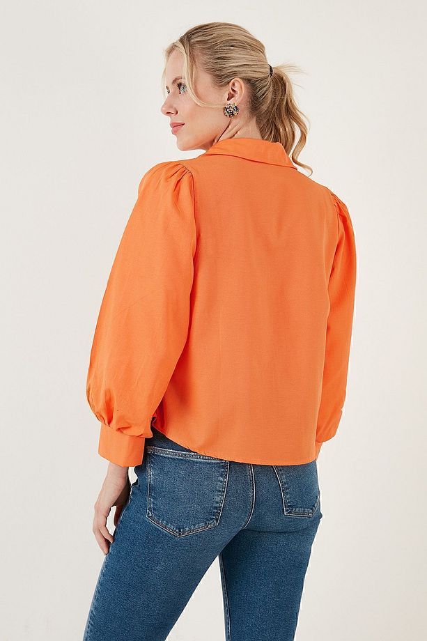 Regular Fit Balon Kollu Poplin Gömlek GÖMLEK 611GO0153 - 6