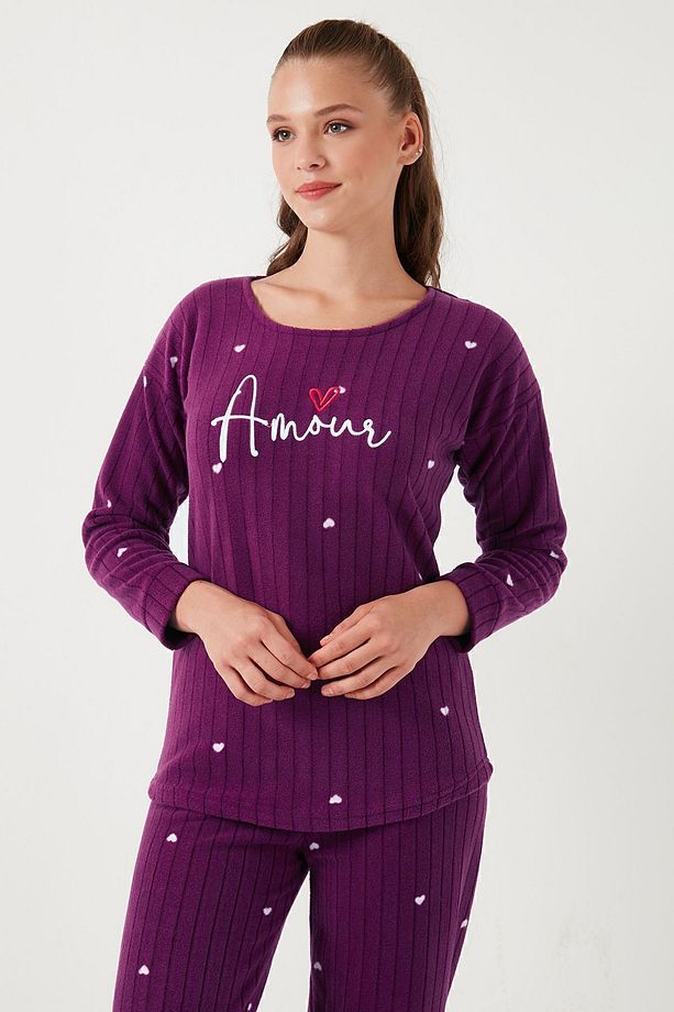 Standart Fit Bisiklet Yaka Pijama Takımı  PİJAMA TAKIMI 6093735 - 4