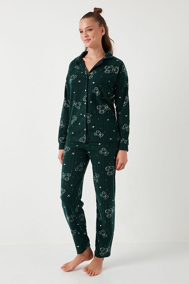 Standart Fit Düğmeli Polarlı Pijama Takımı  PİJAMA TAKIMI 6095616 - 4
