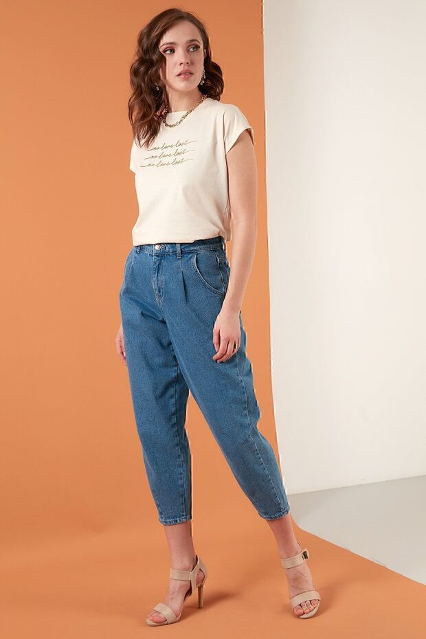 Baskılı Bisiklet Yaka Tshirt - 1