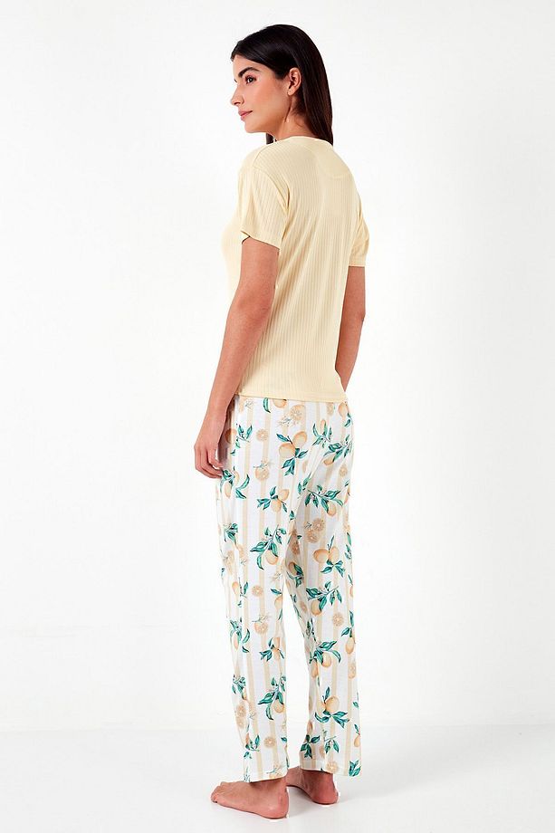 Regular Fit Bisiklet Yaka Kısa Kollu Pijama Takımı Pijama Takımı 65770105 - 7