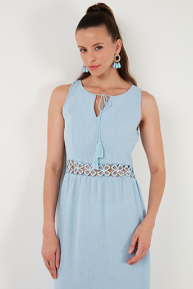 Regular Fit Volanlı Kolsuz Midi Elbise  ELBİSE 611EL574 - 5