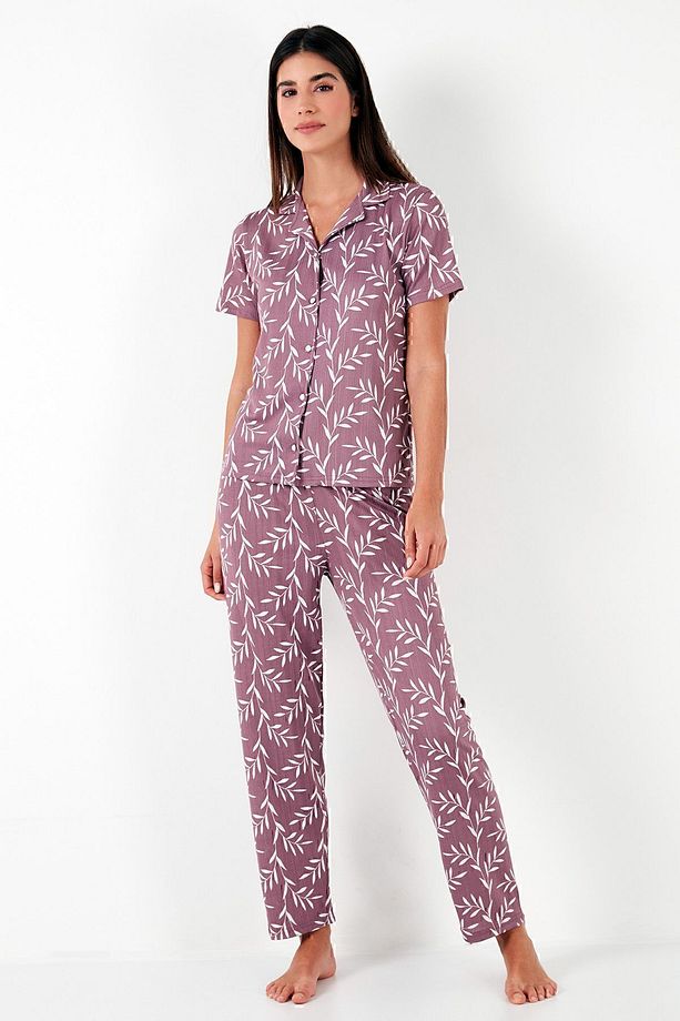 Regular Fit Gömlek Yaka Kısa Kollu Pijama Takımı  PİJAMA TAKIMI 65780124 - 4