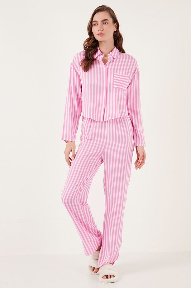 Çizgili Rahat Kesim Bol Paça Pijama Takımı Pijama Takımı 6110014 - 7