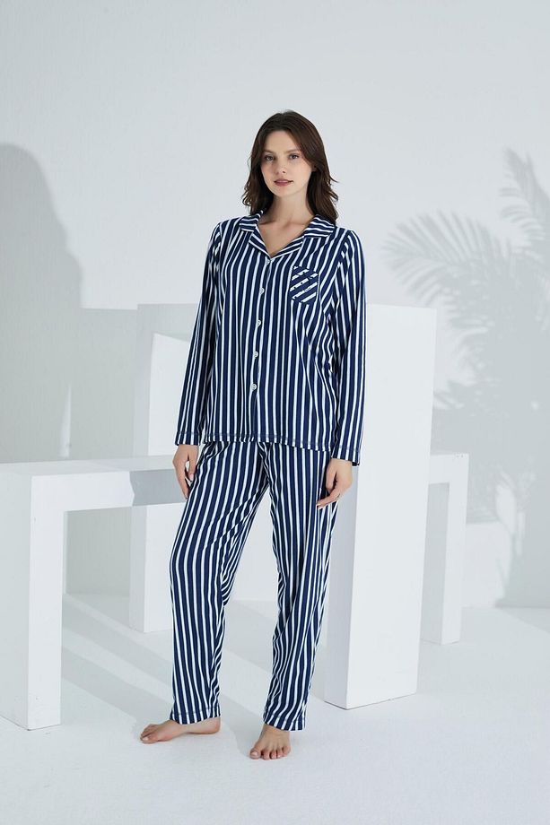 Ekstra Yumuşak Kumaş Uzun Kol Pijama Takımı 98221 - 1