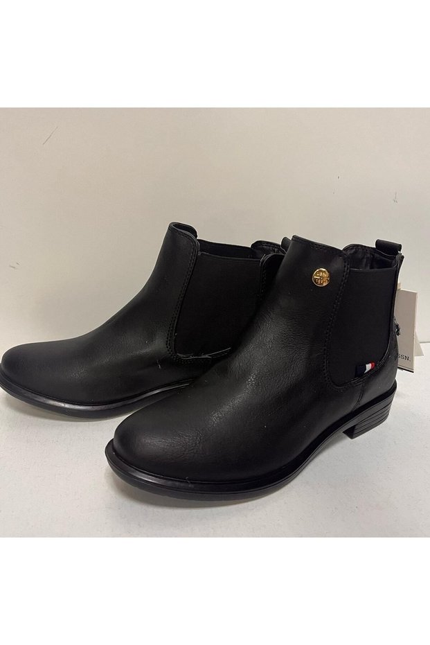 US Polo AssnWomen's Black Color Simple Stylish Laceless Boots with Elastic Sides Ilena