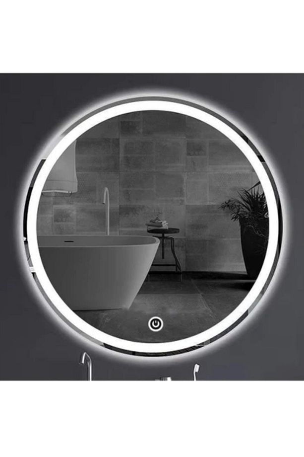 80 Cm Çapında Beyaz Led'li Lavabo, Banyo, Duvar Aynası Kumlamalı (DOKUNMATİK) - 3