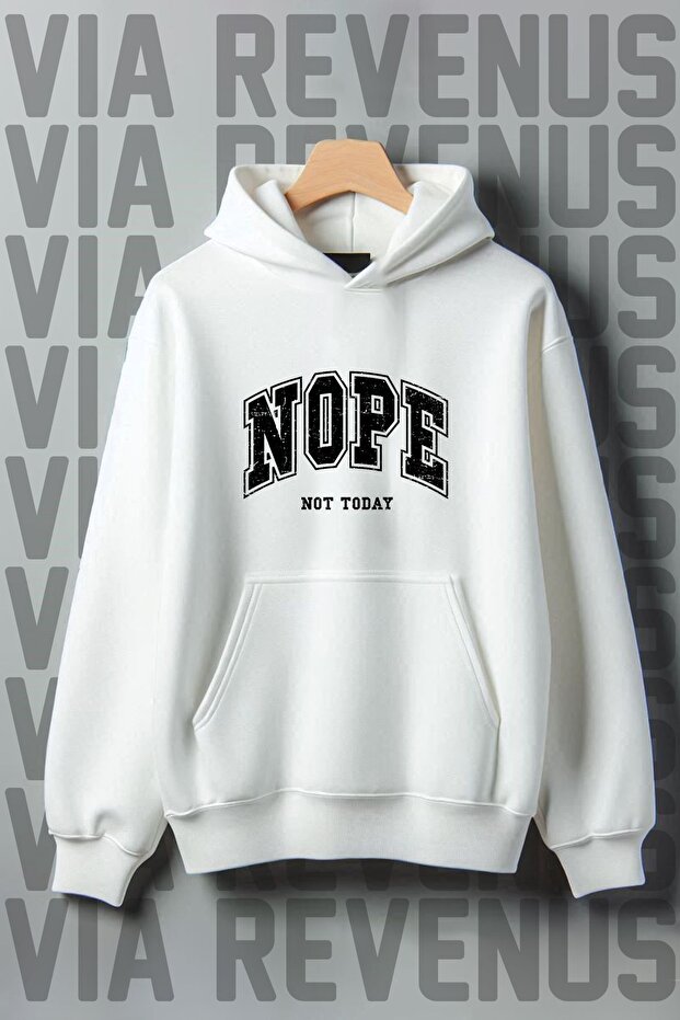 Nope Not Today - سويت شيرت بقلنسوة ذو 3 خيوط واسعة بنمط الكنغر