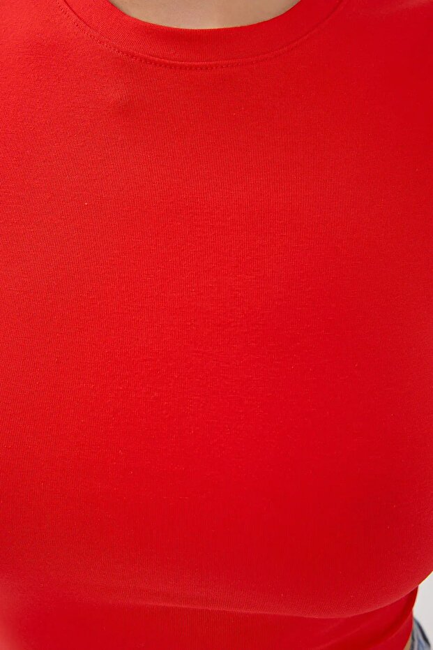 Bisiklet Yaka Basic Crop Top - 5