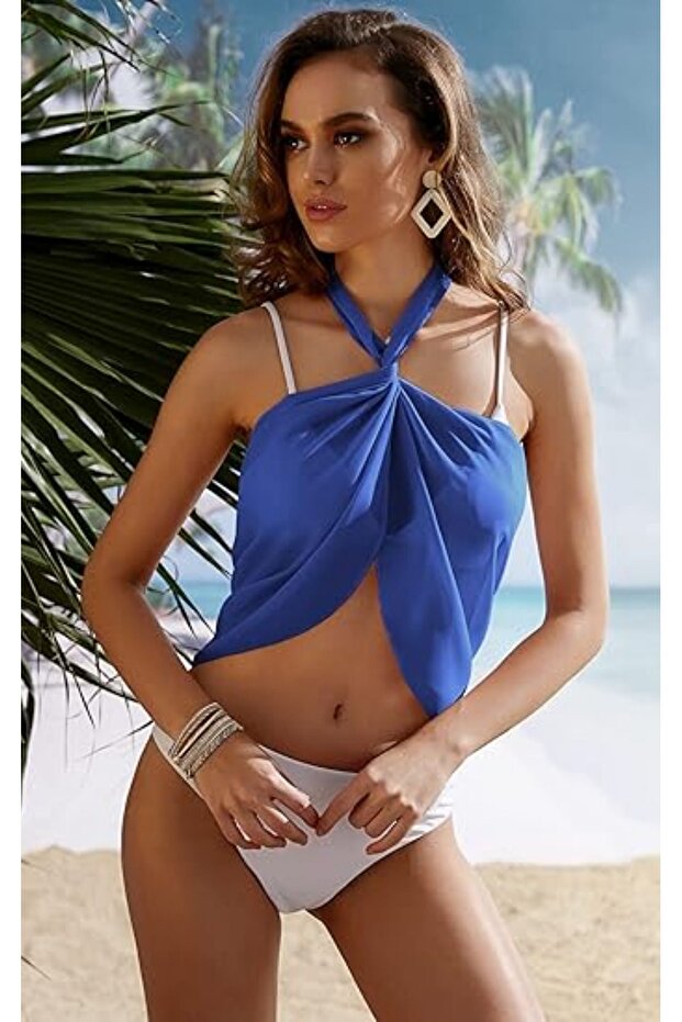 Cobalt Blue Tulle Pareo - Waist Tied