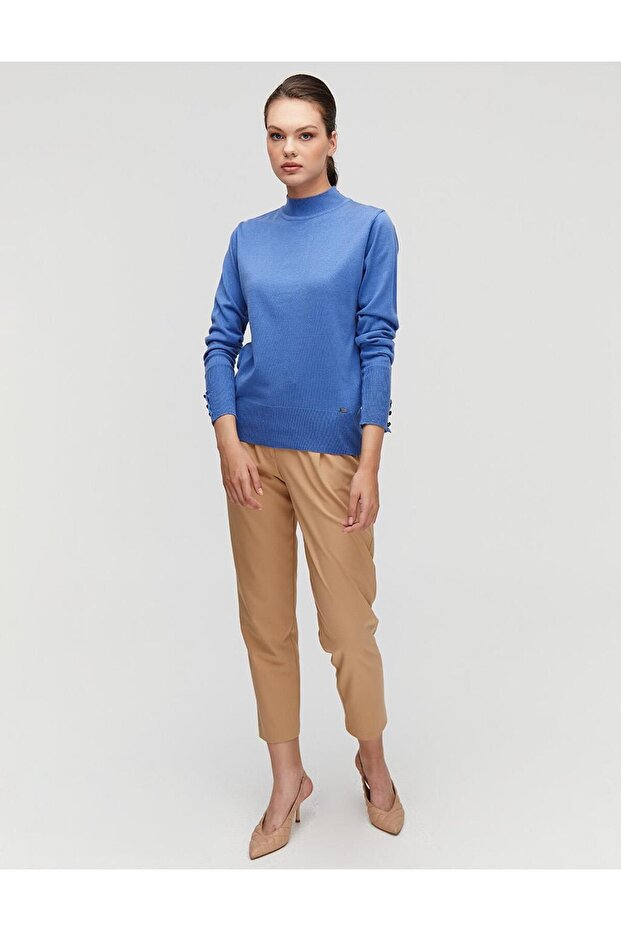 Basic Triko Bluz Açık Mavi - 5