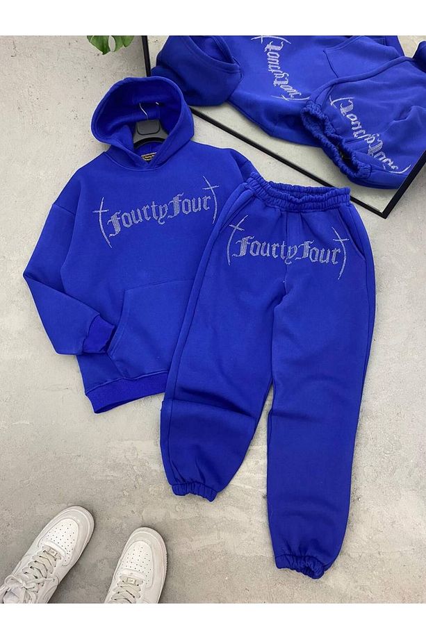 Unisex Oversize Taşlı Alt Üst Eşofman Takım - 8