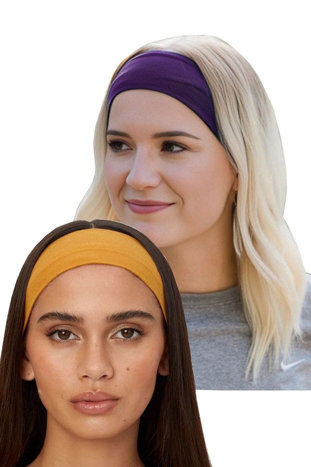 2-Pack Sports Headbands - Women & Men Sports Tennis Yoga Running Makeup Skin Face Washing Hairband Set