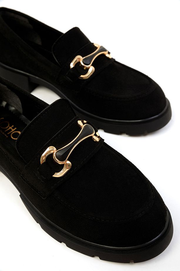 Siyah Süet Kadın Loafer Ayakkabı 19655 - 3