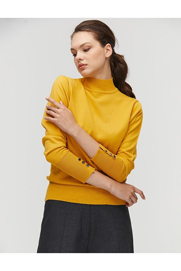 Basic Triko Bluz Sarı - 5