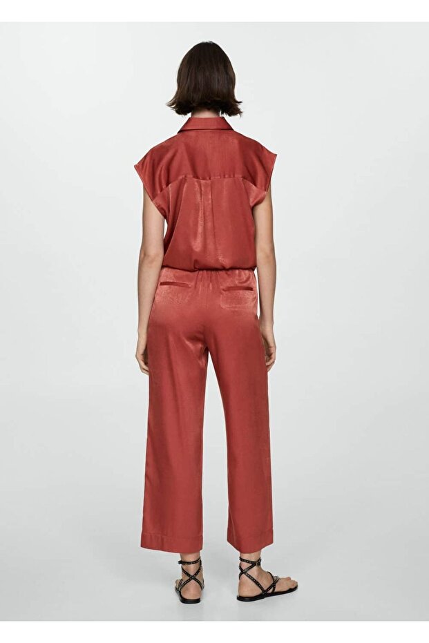 Kısa paçalı saten pantolon - 4