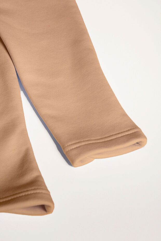 Men's Cream Colored Half Zipper Basic Sweatshirt - 6