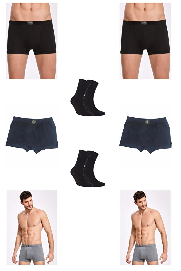 6 Pack Mixed Color Bamboo Boxers with 2 Pairs of Bamboo Socks as a Gift