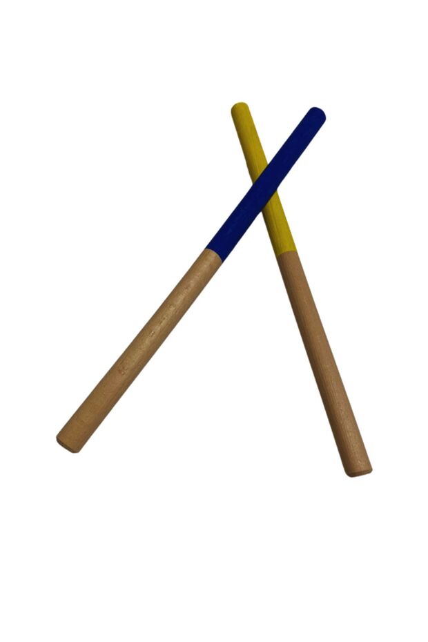 Wooden Rhythm Stick 1 Pair 30 cm Yellow Navy Blue Number of Pieces 2