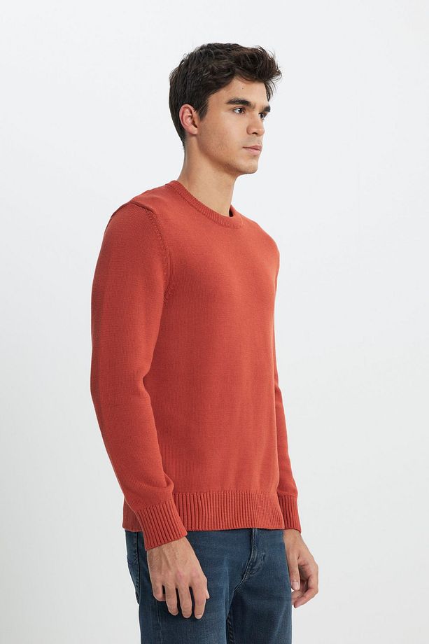 Regular Fit Normal Kesim Turuncu Triko Kazak - 2
