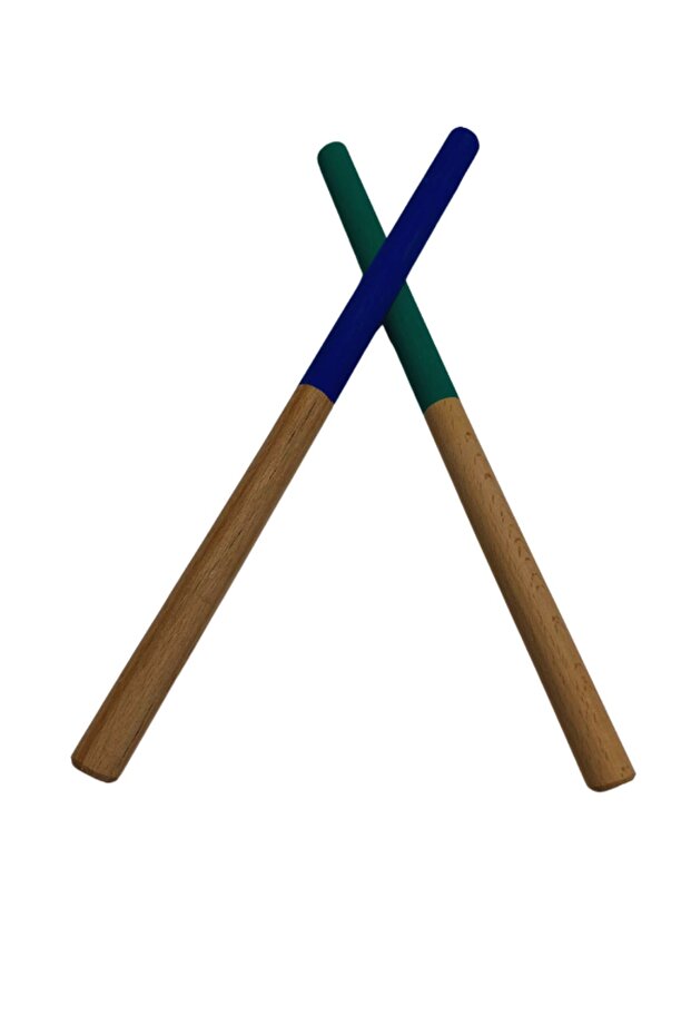 Wooden Rhythm Stick 1 Pair 30 cm Green Blue