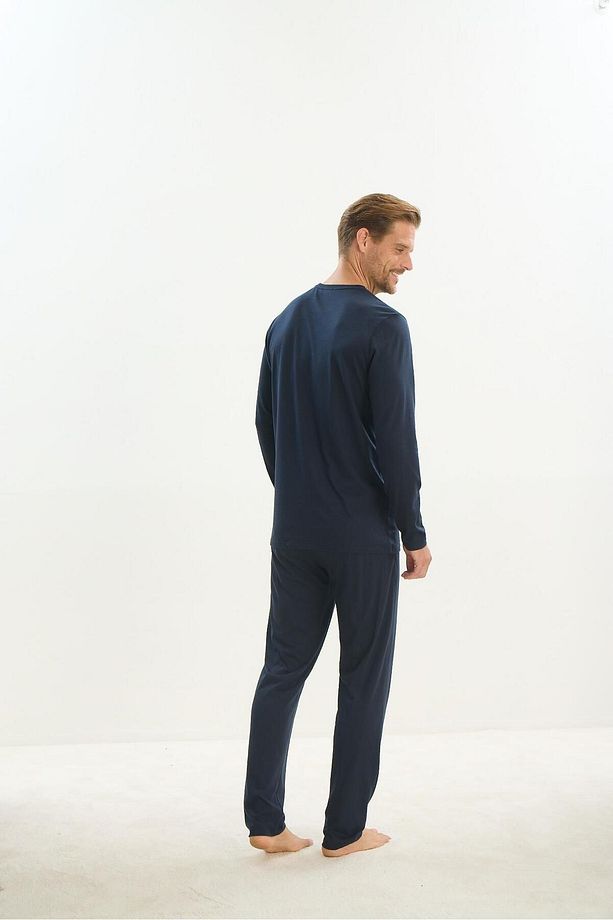 Erkek Uzun Kol Lacivert Pijama Takım C6T3N5O9 - 7