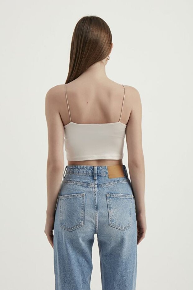 Askılı Crop Basic Kısa Bluz - 5