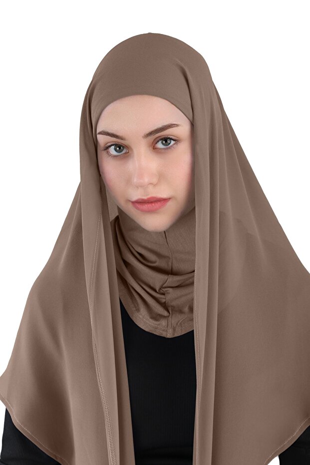 وشاح شيفون بيضاوي الشكل مع حجاب داخلي - ST 111 ( 2911109 )