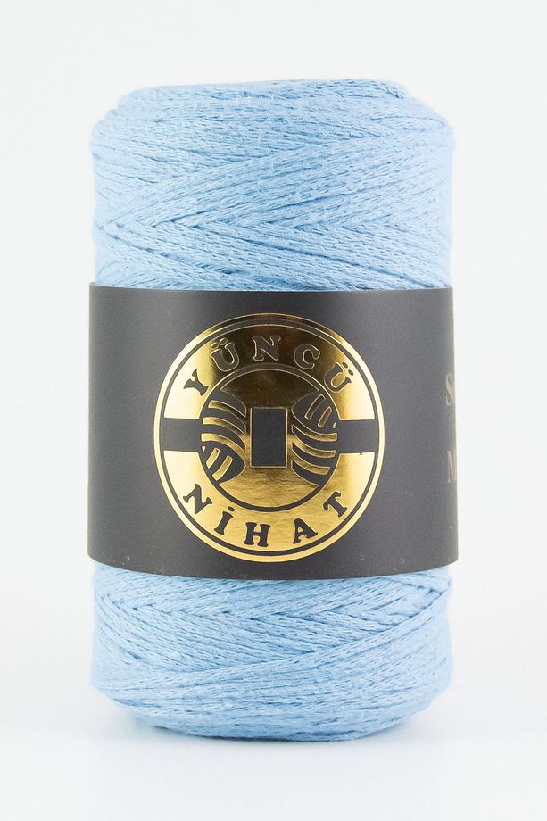 Pamuk Makrome Ipi (203) AÇIK MAVİ 200gr 200mt Cotton Zincir Makrome Çanta Ipi Supla Ipi Koton Ip - 1