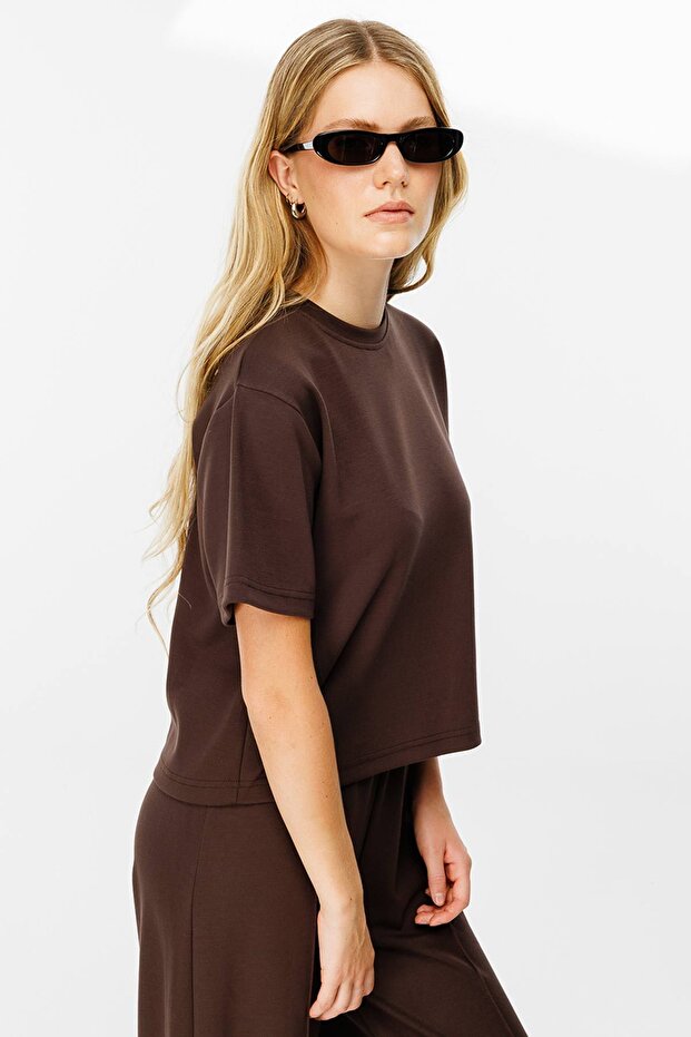 Pamuklu Basic Kahve Tshirt - 6