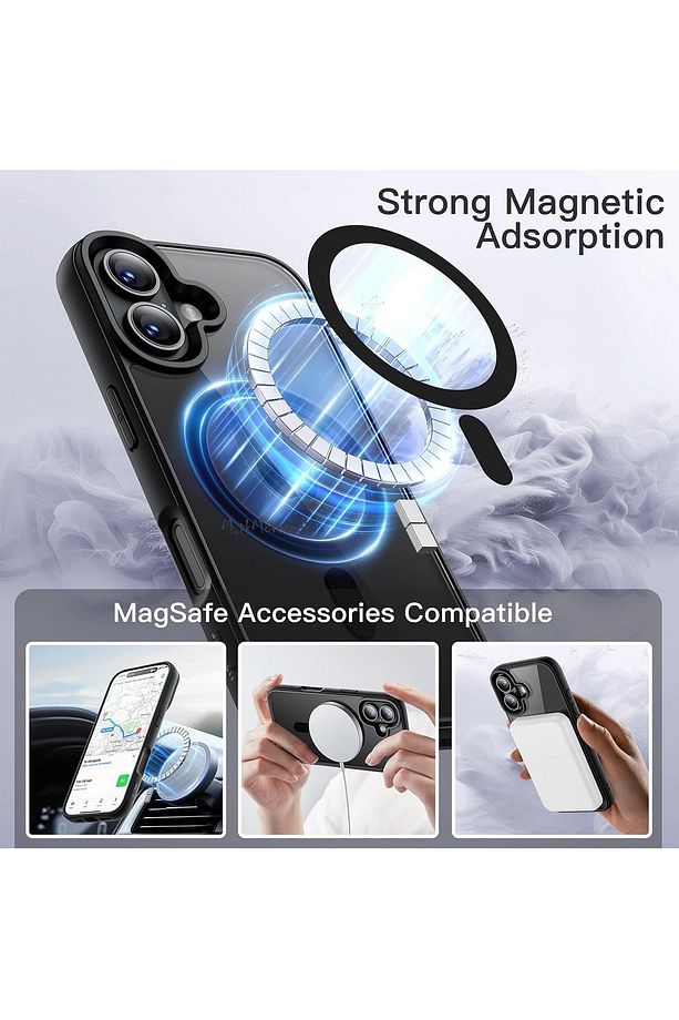İphone 16 Plus Kılıf Krom Mika Magsafe Arkası Şeffaf Hassas Butonlu Mat Yumuşak Renkli Kenarlı - 5