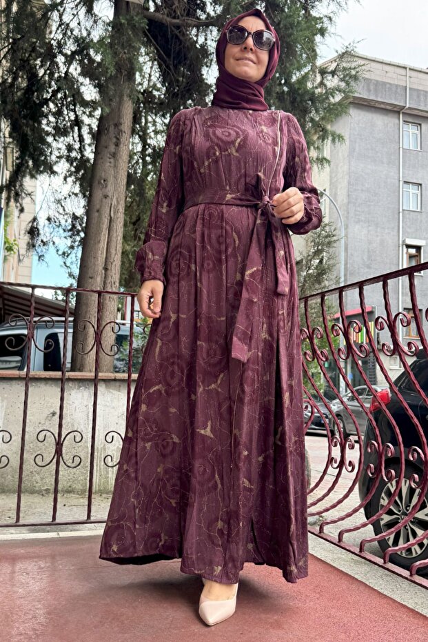 Claret Red Silk Dress - Zippered 36802