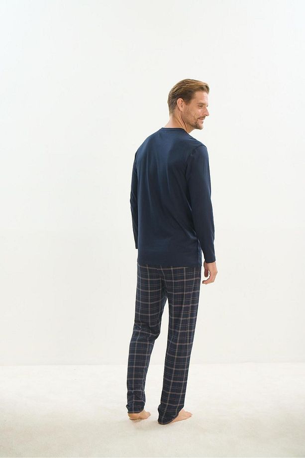 Erkek Uzun Kol Lacivert Pijama Takım C7T3N5O9 - 4