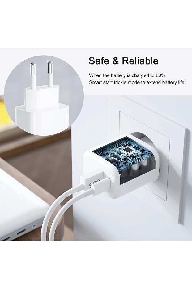 Hızlı şarj USB Type-A USB Type-C Apple Uyumlu Qc-50 Hızlı 3.0A 15W USB Lightning Quick Şarj Aleti - 4