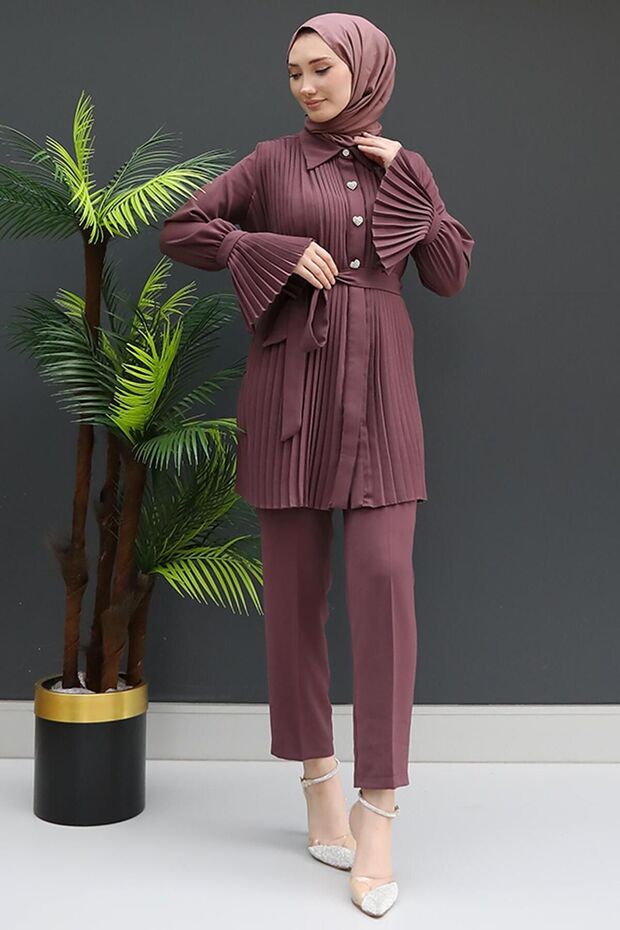 Dried Rose Pleated Trousers Set