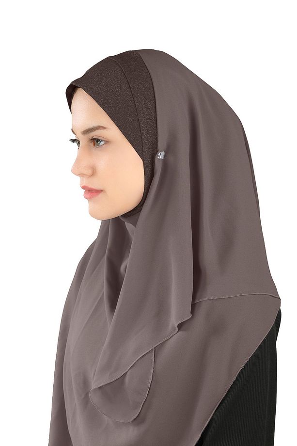 Simli Kumaş Krep Rahat Şal - St 098 Koyu Kahve - 2