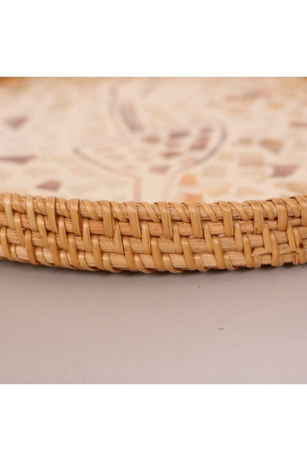 Anita 30 x3 cm Sedefli Rattan Tepsi & Duvar Dekoru - 7