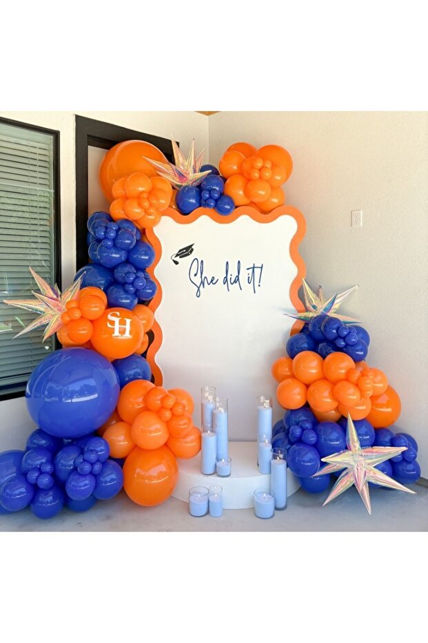 Orange Blue Balloon Chain Set of 103