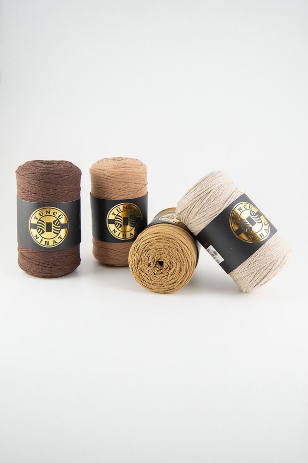 Pamuk Makrome Ipi (216) KOYU KAHVE 200gr 200mt Cotton Zincir Makrome Çanta Ipi Supla Ipi Koton Ip - 4