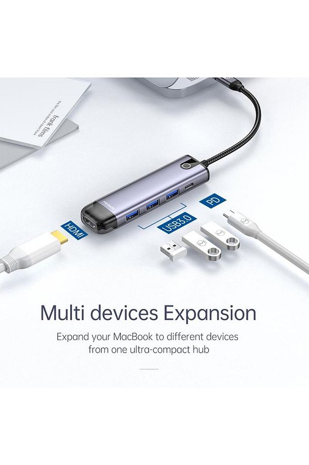 Hu-7750 5in1 Type-c To Hdmi Usb Pd Hub Çoklayıcı Adaptör - 4