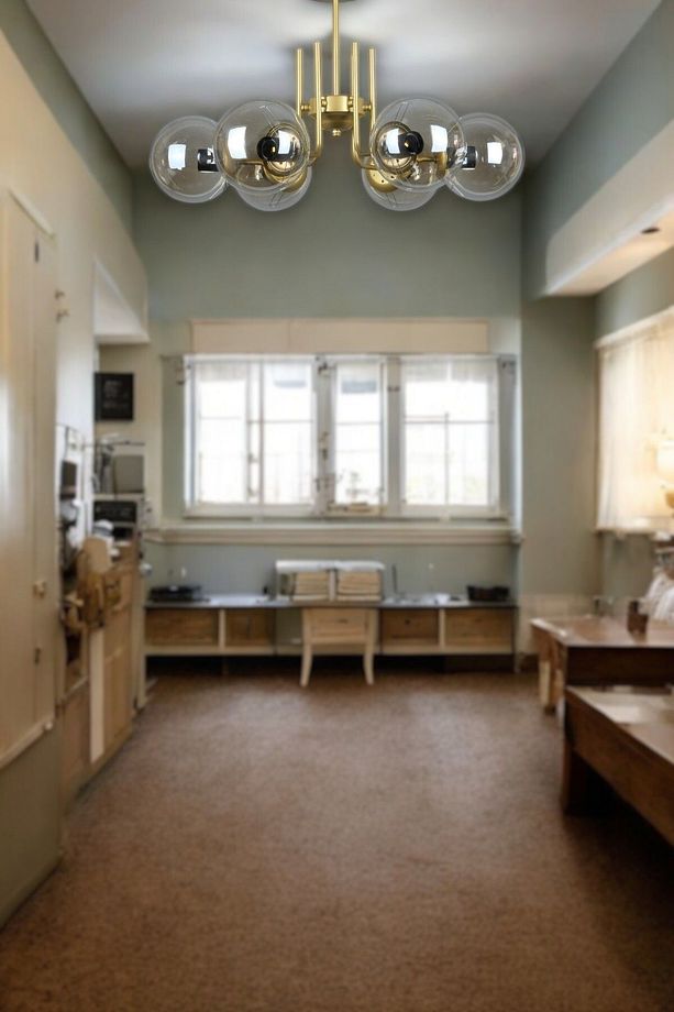 Tanya Modern Tasarım Mutfak - Salon - Yatak Odası - Tavan Eskitme Renk Bal Camlı 6 Lı Avize - 5